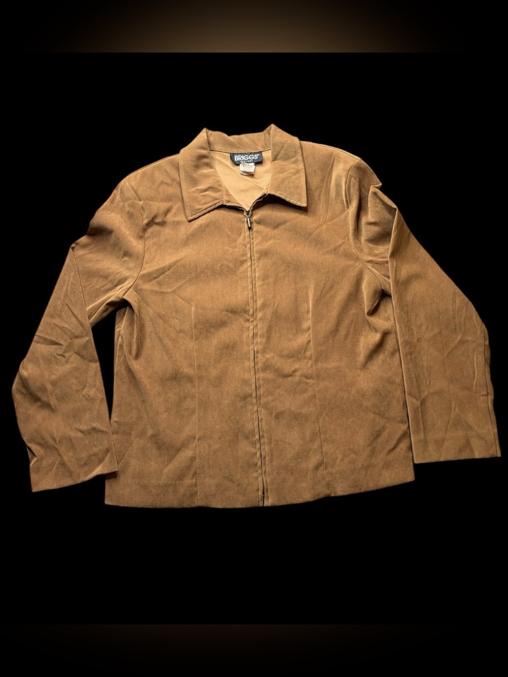 Briggs New York 90s Y2K Vintage Brown Faux Suede Zip Up Jacket Sz 10